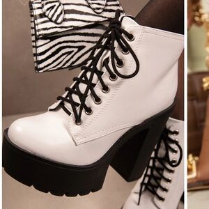 Miss Lola White Platform Boots